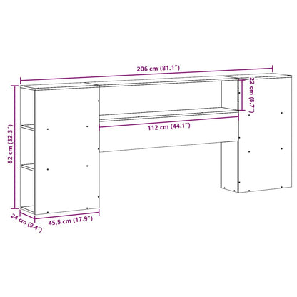 vidaXL Kopfteil mit Stauraum Weiß 200 cm Massivholz Kiefer