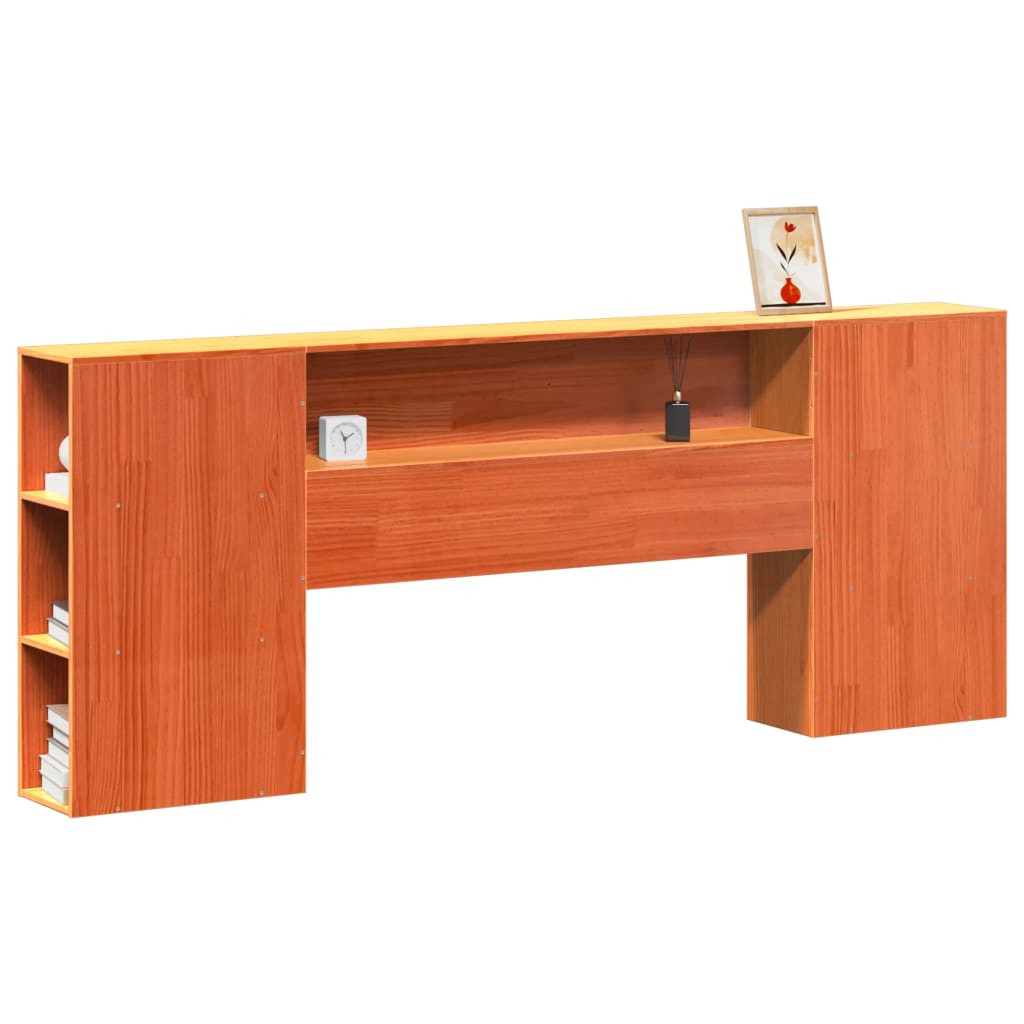 vidaXL Kopfteil mit Stauraum Wachsbraun 200 cm Massivholz Kiefer