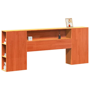 vidaXL Kopfteil mit Stauraum Wachsbraun 200 cm Massivholz Kiefer