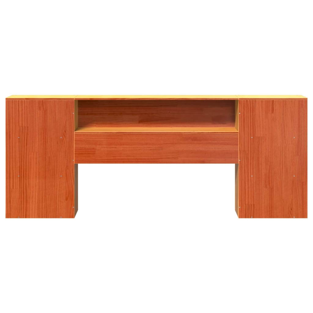 vidaXL Kopfteil mit Stauraum Wachsbraun 200 cm Massivholz Kiefer