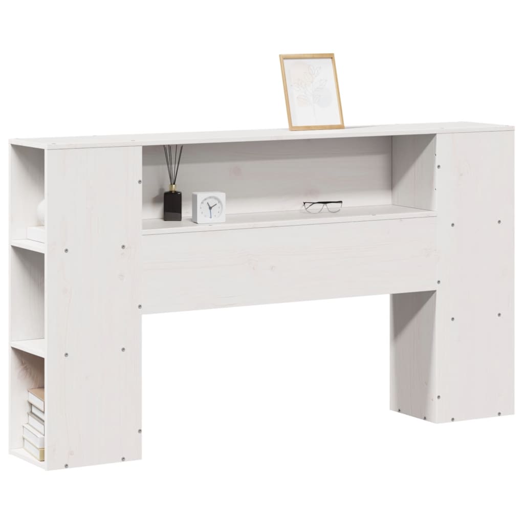 vidaXL Kopfteil mit Stauraum Weiß 160 cm Massivholz Kiefer