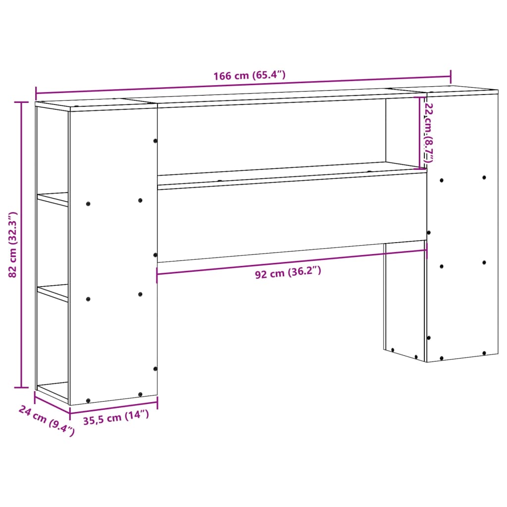 vidaXL Kopfteil mit Stauraum Wachsbraun 160 cm Massivholz Kiefer