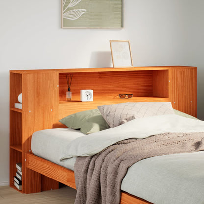 vidaXL Kopfteil mit Stauraum Wachsbraun 140 cm Massivholz Kiefer