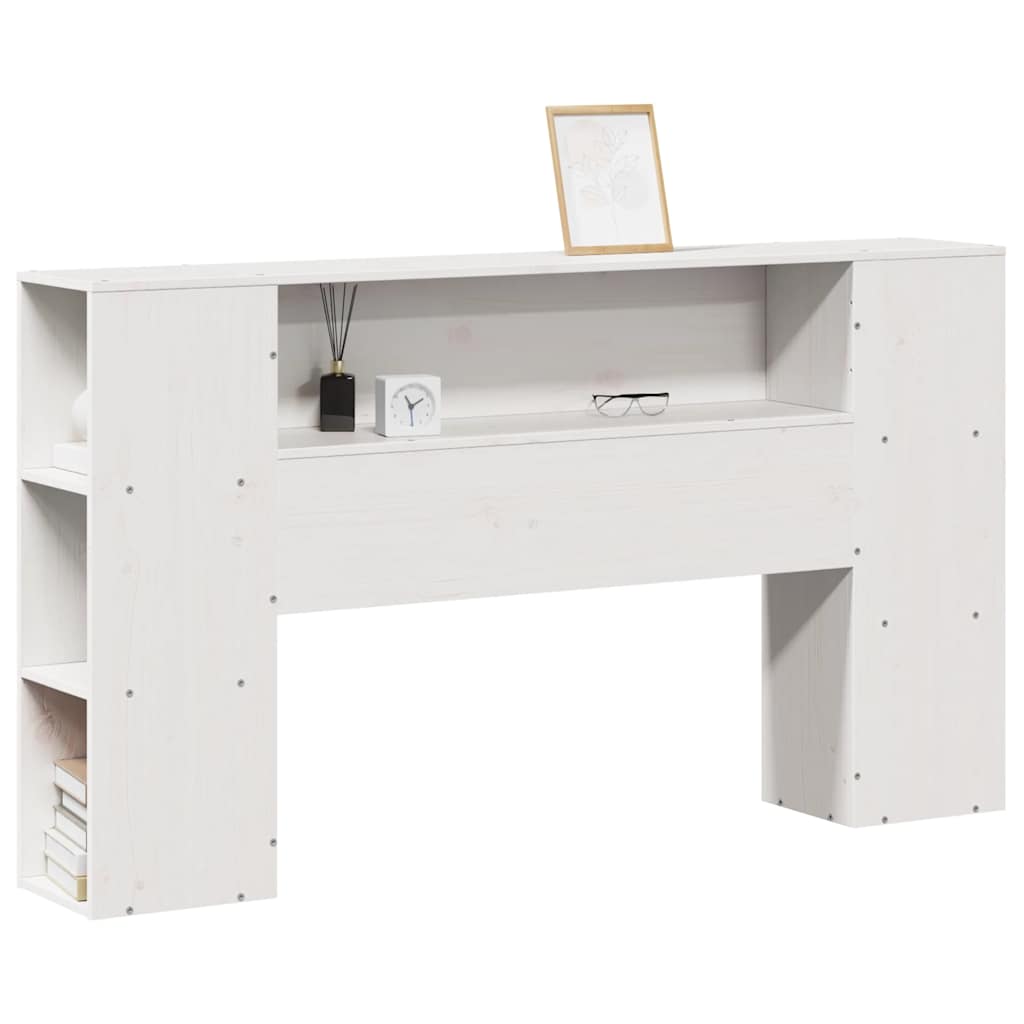 vidaXL Kopfteil mit Stauraum Weiß 135 cm Massivholz Kiefer