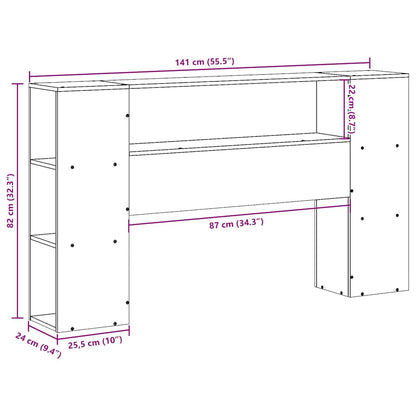vidaXL Kopfteil mit Stauraum Weiß 135 cm Massivholz Kiefer