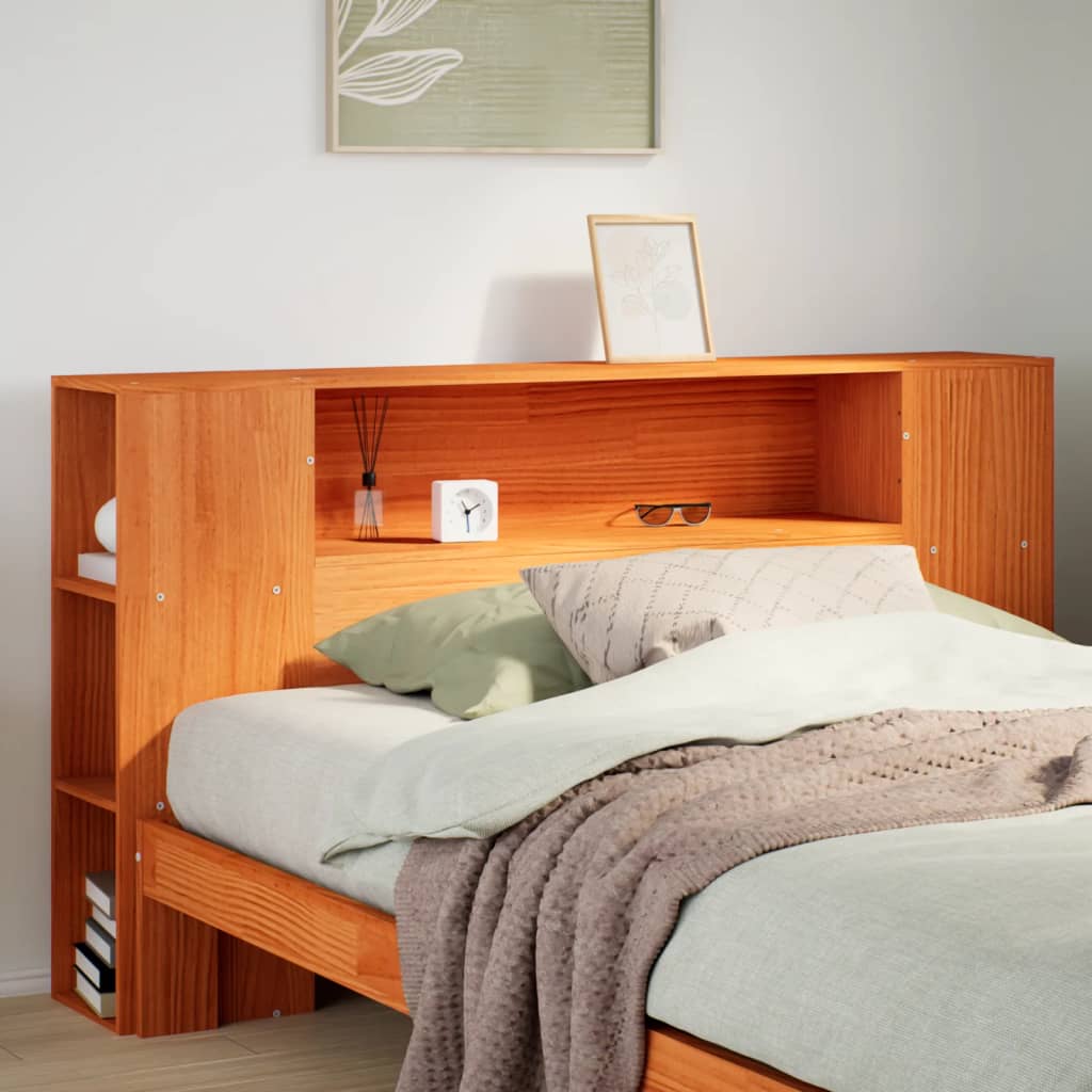vidaXL Kopfteil mit Stauraum Wachsbraun 135 cm Massivholz Kiefer