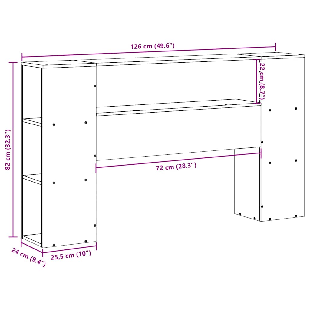 vidaXL Kopfteil mit Stauraum 120 cm Massivholz Kiefer