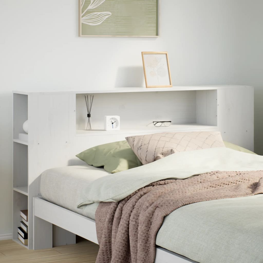 vidaXL Kopfteil mit Stauraum Weiß 120 cm Massivholz Kiefer