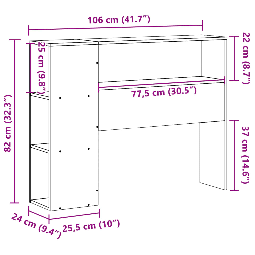 vidaXL Kopfteil mit Stauraum Wachsbraun 100 cm Massivholz Kiefer
