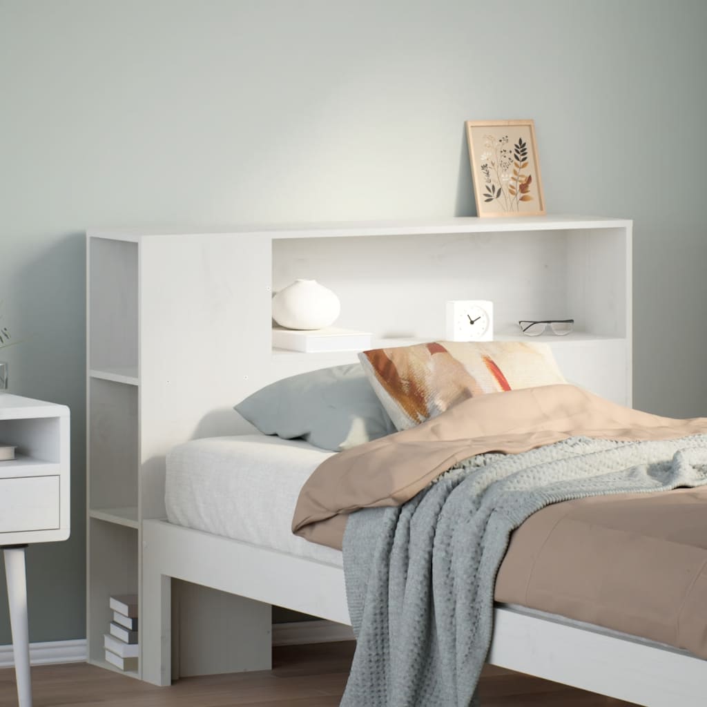 vidaXL Kopfteil mit Stauraum Weiß 75 cm Massivholz Kiefer