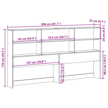 vidaXL Kopfteil mit Stauraum Wachsbraun 200 cm Massivholz Kiefer