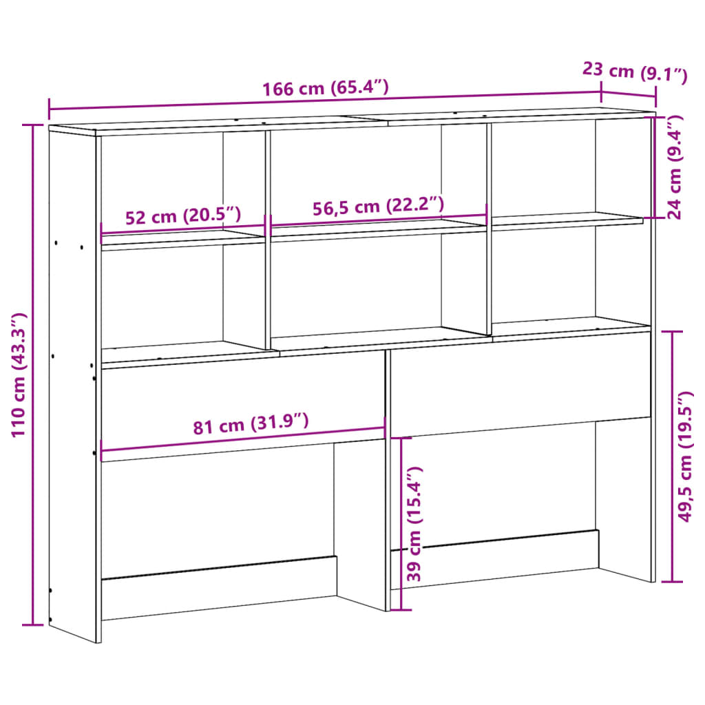 vidaXL Kopfteil mit Stauraum 160 cm Massivholz Kiefer