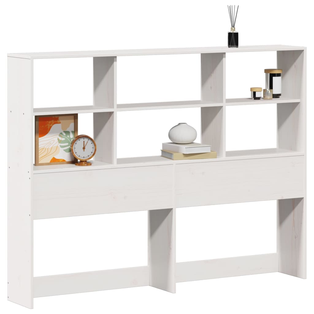 vidaXL Kopfteil mit Stauraum Weiß 140 cm Massivholz Kiefer