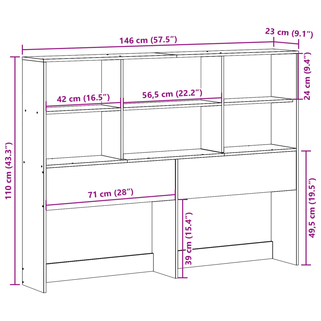 vidaXL Kopfteil mit Stauraum Weiß 140 cm Massivholz Kiefer