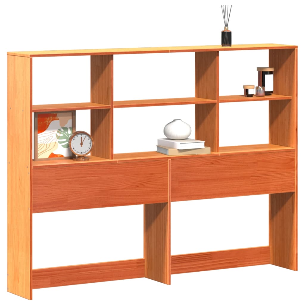 vidaXL Kopfteil mit Stauraum Wachsbraun 140 cm Massivholz Kiefer