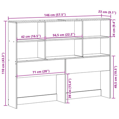 vidaXL Kopfteil mit Stauraum Wachsbraun 140 cm Massivholz Kiefer