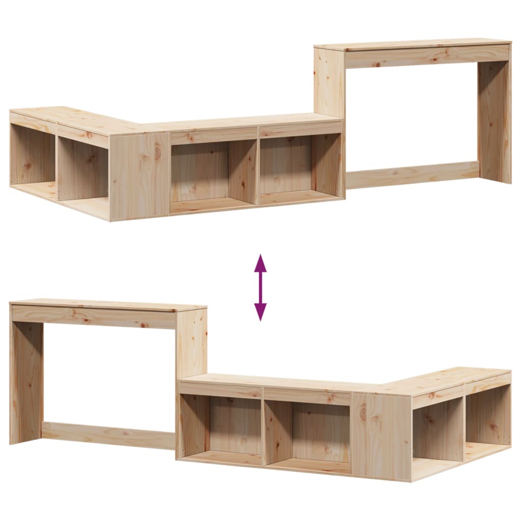 vidaXL Nachttisch mit Schreibtisch 232x122x75 cm Massivholz Kiefer