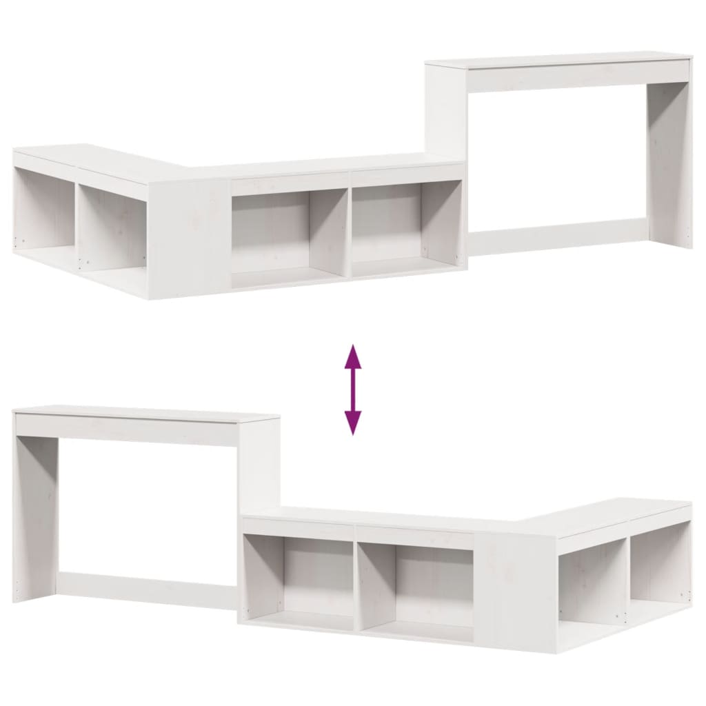 vidaXL Table de chevet avec bureau blanc 232x122x75 cm pin massif