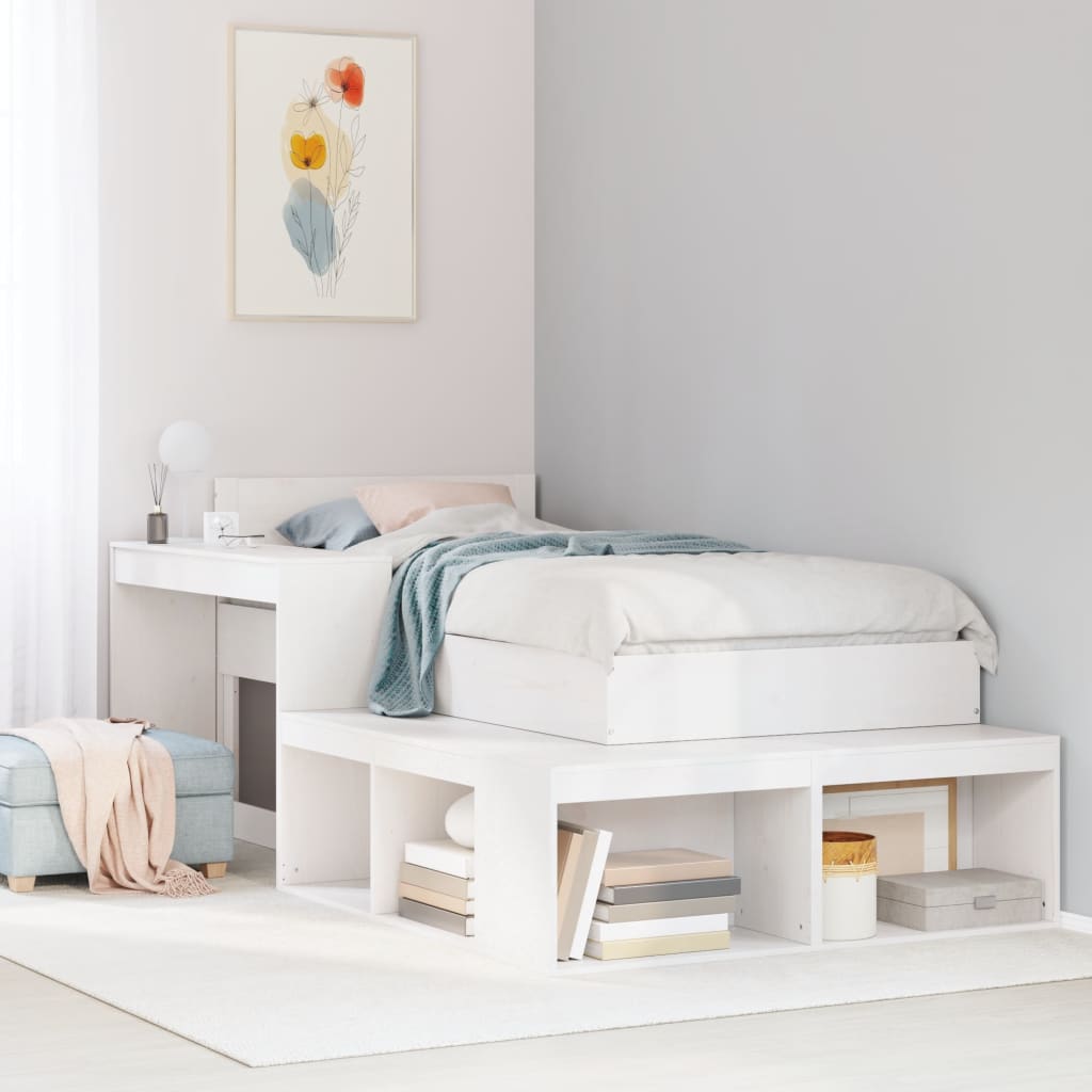 vidaXL Table de chevet avec bureau blanc 232x122x75 cm pin massif