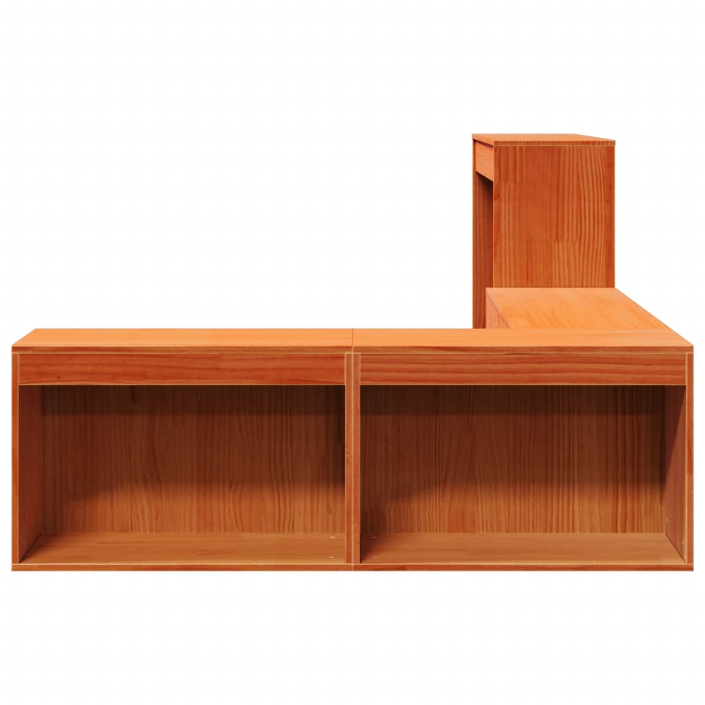 vidaXL Table de chevet avec bureau marron ciré 222x107x75 cm en bois massif