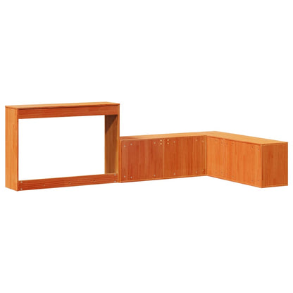 vidaXL Table de chevet avec bureau marron ciré 222x107x75 cm en bois massif