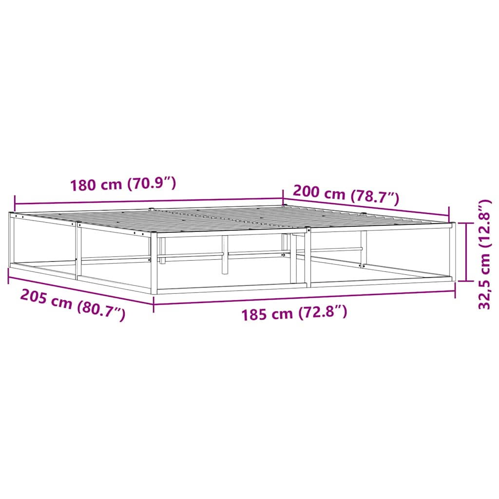 vidaXL Bettgestell ohne Matratze Weiß 180x200 cm Metall