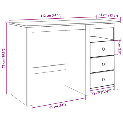 vidaXL Schreibtisch Panama 112x45x75 cm Massivholz Kiefer