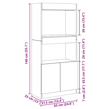 vidaXL bahut chêne Sonoma 63x33x140 cm bois d'ingénierie