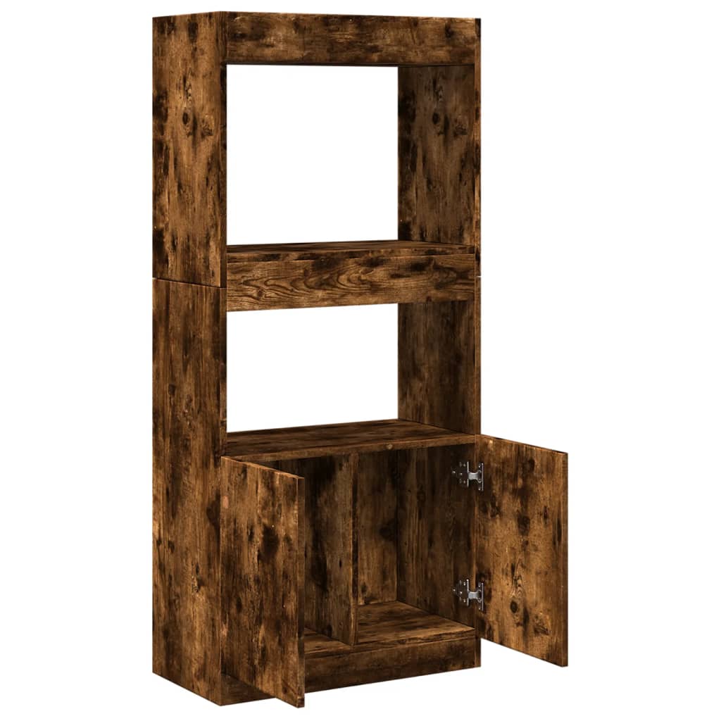 vidaXL Buffet haut chêne fumé 63x33x140 cm bois d'ingénierie