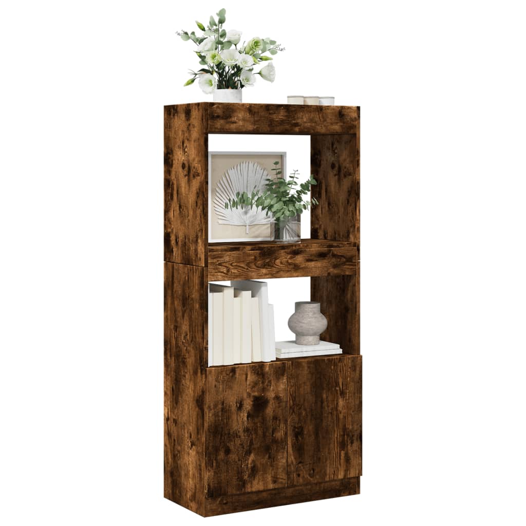 vidaXL Buffet haut chêne fumé 63x33x140 cm bois d'ingénierie