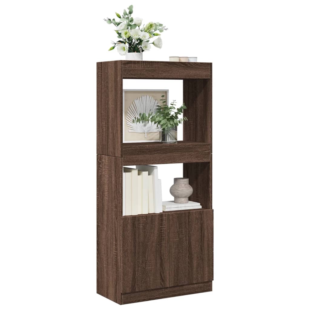 vidaXL Buffet haut marron aspect chêne 63x33x140 cm Bois d'ingénierie