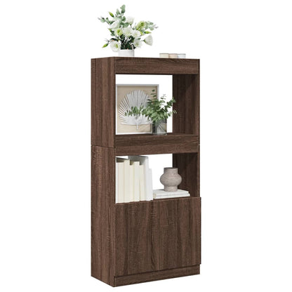 vidaXL Buffet haut marron aspect chêne 63x33x140 cm Bois d'ingénierie