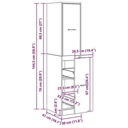 vidaXL Apothekerschrank Artisian Oak 30x41x144,5 cm Holzwerkstoff