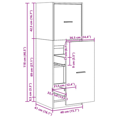 vidaXL Armoire de pharmacien Gris béton 40x41x118 cm Bois d'ingénierie