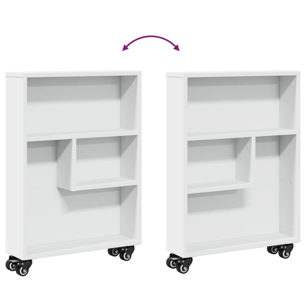 vidaXL Chariot de rangement étroit Blanc 48x13x68 cm Bois d'ingénierie