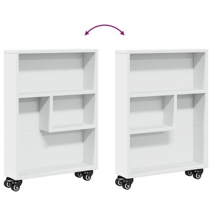 vidaXL Chariot de rangement étroit Blanc 48x13x68 cm Bois d'ingénierie