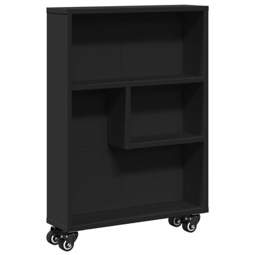 vidaXL Chariot de rangement étroit Noir 48x13x68 cm Bois d'ingénierie