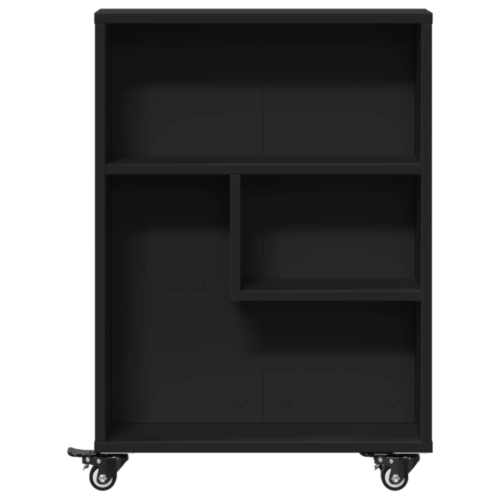 vidaXL Chariot de rangement étroit Noir 48x13x68 cm Bois d'ingénierie
