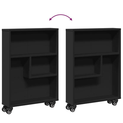 vidaXL Chariot de rangement étroit Noir 48x13x68 cm Bois d'ingénierie