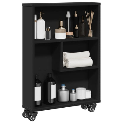 vidaXL Chariot de rangement étroit Noir 48x13x68 cm Bois d'ingénierie