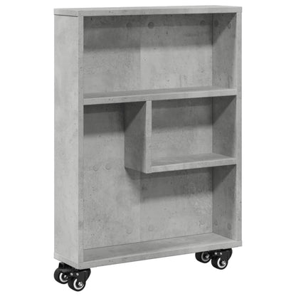 vidaXL Chariot de rangement étroit Gris béton 48x13x68 cm Bois d'ingénierie
