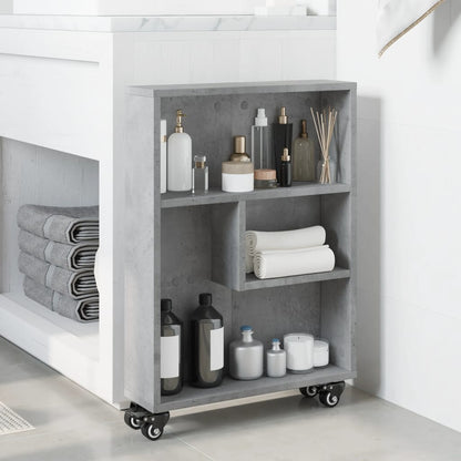 vidaXL Chariot de rangement étroit Gris béton 48x13x68 cm Bois d'ingénierie
