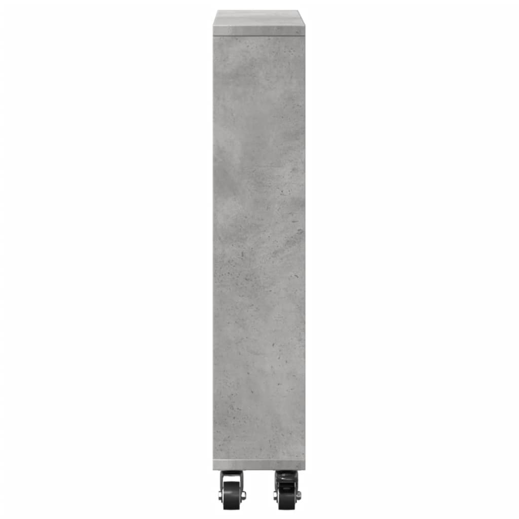 vidaXL Chariot de rangement étroit Gris béton 48x13x68 cm Bois d'ingénierie