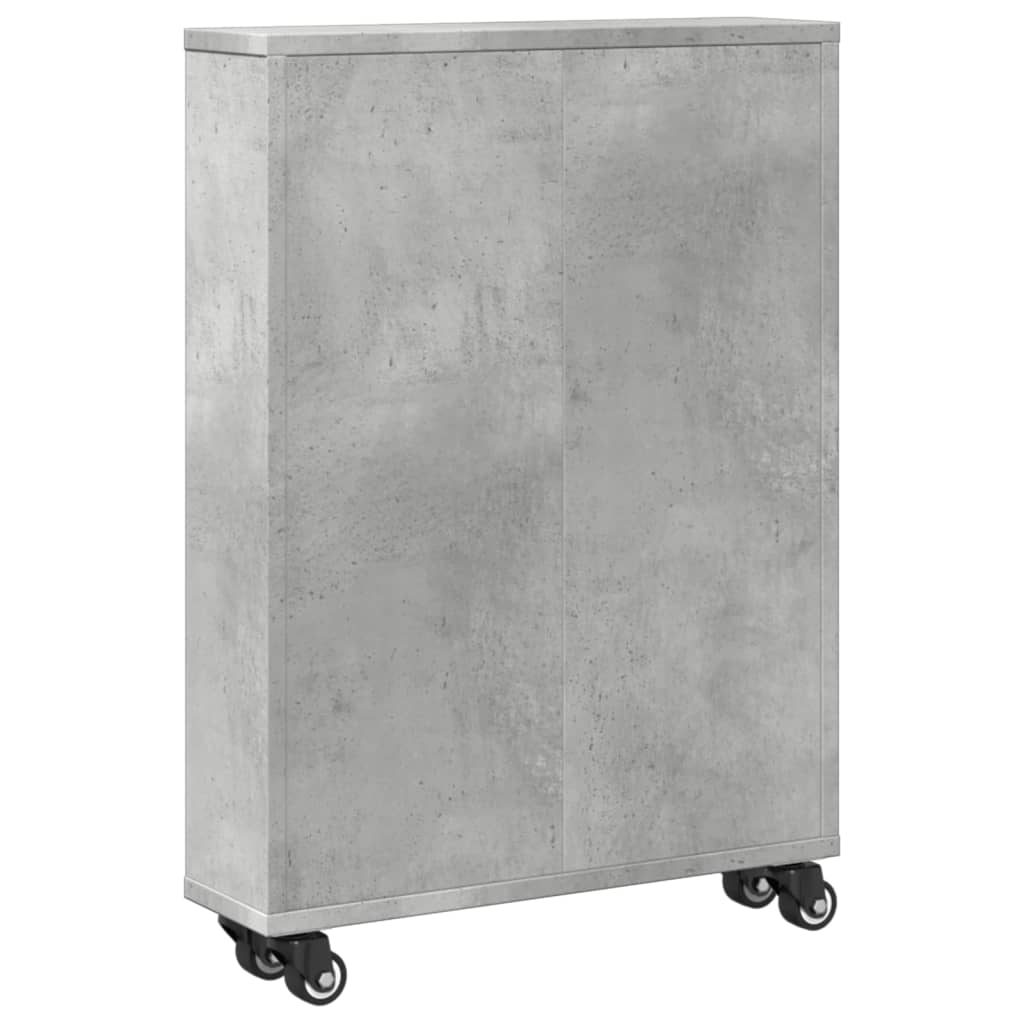 vidaXL Chariot de rangement étroit Gris béton 48x13x68 cm Bois d'ingénierie