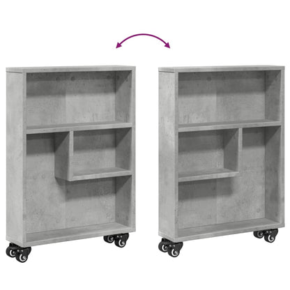 vidaXL Chariot de rangement étroit Gris béton 48x13x68 cm Bois d'ingénierie