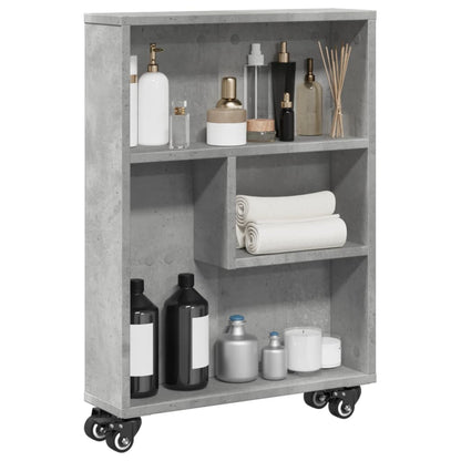 vidaXL Chariot de rangement étroit Gris béton 48x13x68 cm Bois d'ingénierie