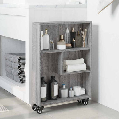 vidaXL Chariot de rangement étroit Gris Sonoma 48x13x68 cm Bois d'ingénierie