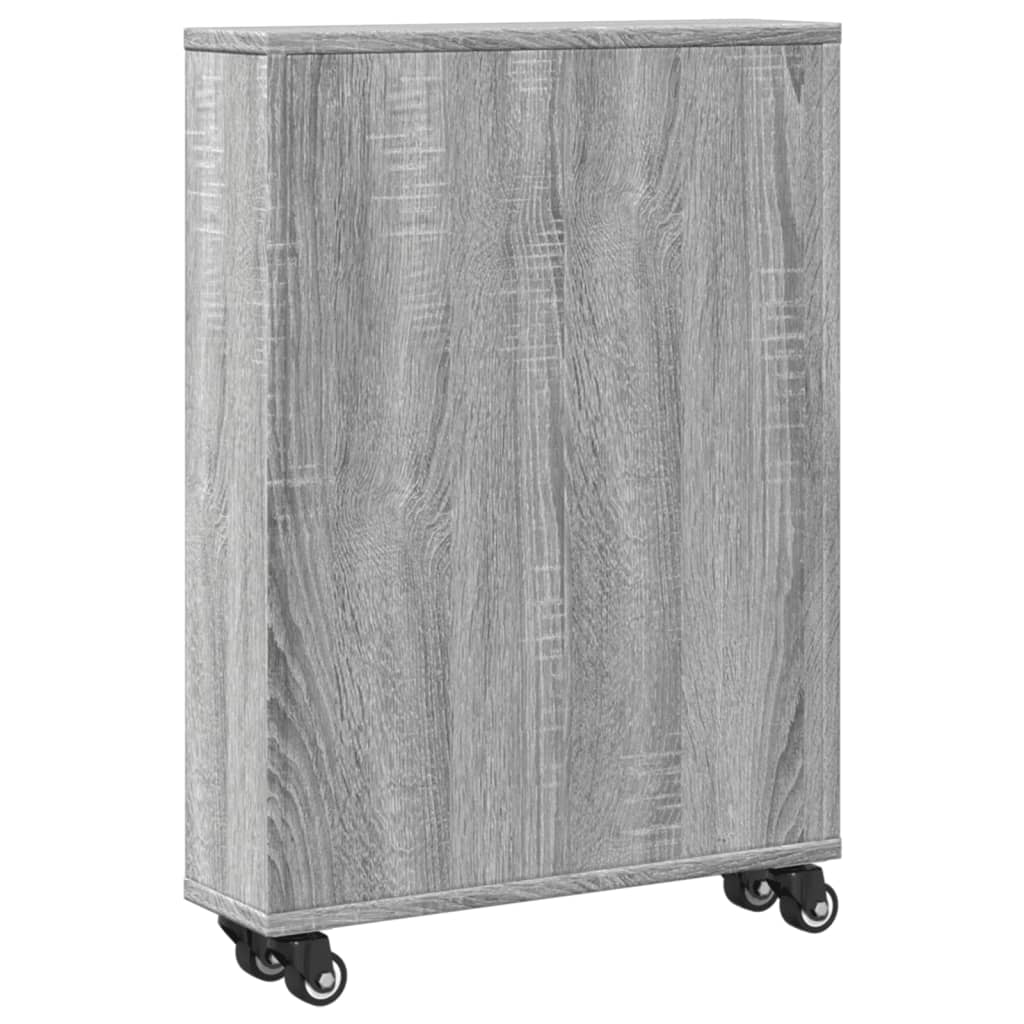 vidaXL Chariot de rangement étroit Gris Sonoma 48x13x68 cm Bois d'ingénierie