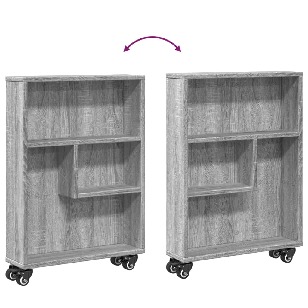 vidaXL Chariot de rangement étroit Gris Sonoma 48x13x68 cm Bois d'ingénierie