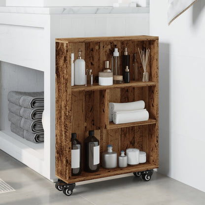 vidaXL Chariot de rangement étroit aspect bois recyclé 48x13x68 cm Bois d'ingénierie